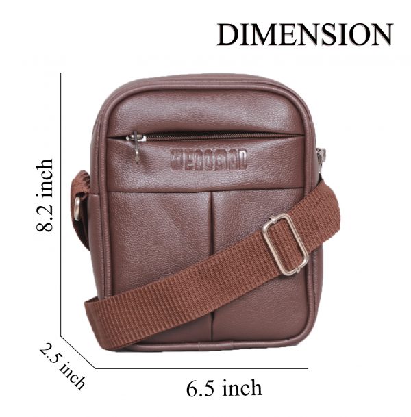 PU Leather Sling Bag Small - www. wenomad.in - Size - Brown