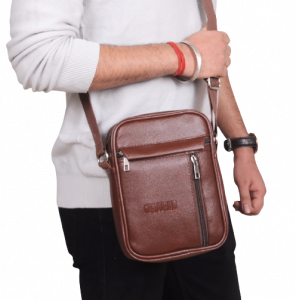PU Leather Sling Bag - www. wenomad.in - Man - brown